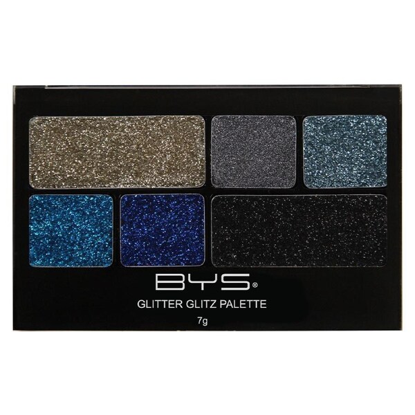 BYS Glitter Glitz 7g Gel Base Makeup/Cosmetic Beauty Palette Azure Blue 6 Shades