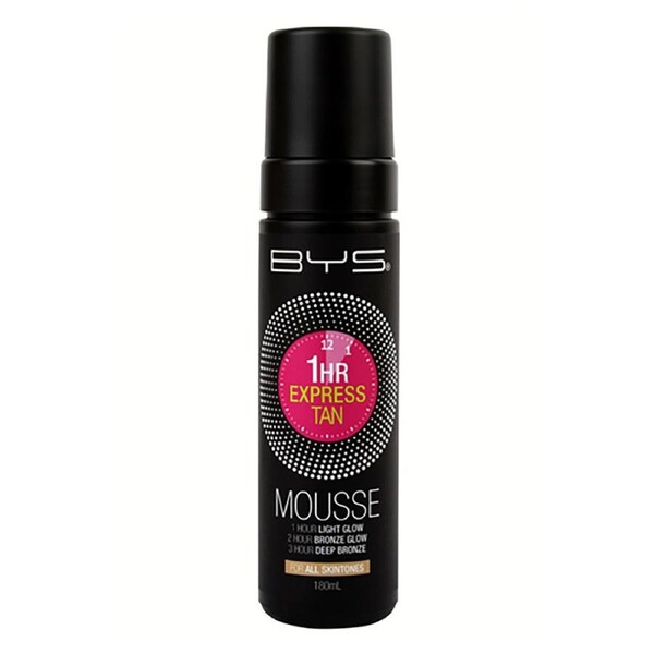 BYS 1 Hour Express Tan Mousse All Skin Tones Makeup Light Glow/Deep Bronze 180ml