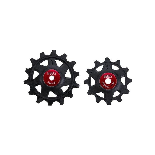 BBB Cycling RollerBoys Derailleur Pulleys 12T - 14T Ceramic - Black/Red Size 12t