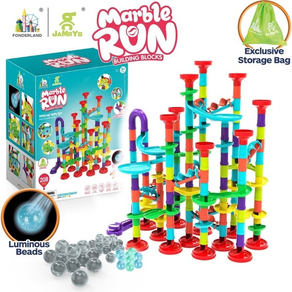 Fonderland 303pcs Large Marble Race Run Building Blocks with Luminous Beads Toys Educational Preschool Kids Deluxe Set