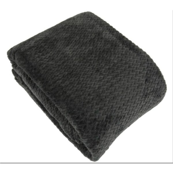 Herringbone Fleece Blanket Charcoal SB 180x245