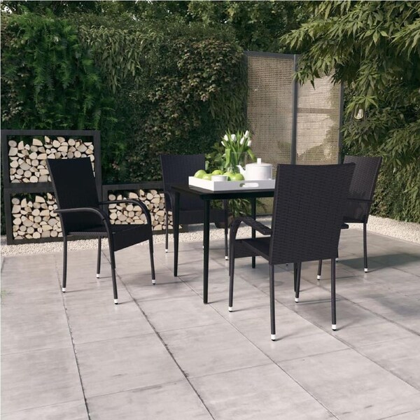 5 Piece Garden Dining Set Black vidaXL