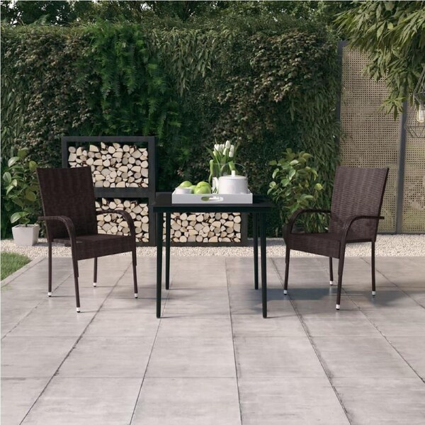 3 Piece Garden Dining Set Brown and Black vidaXL