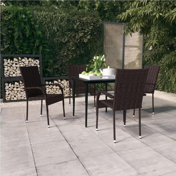 5 Piece Garden Dining Set Brown and Black vidaXL