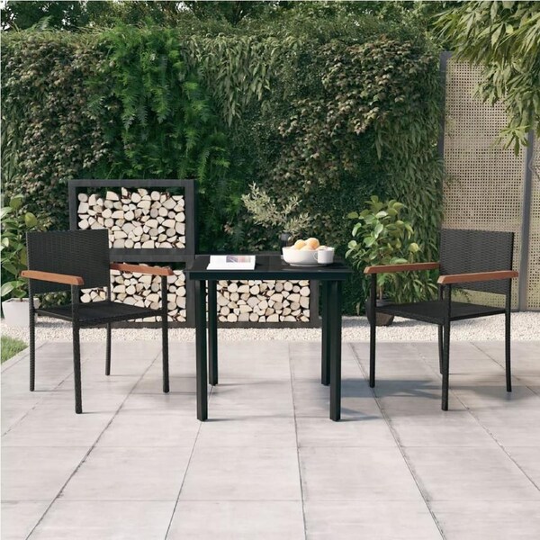 3 Piece Garden Dining Set BlackvidaXL
