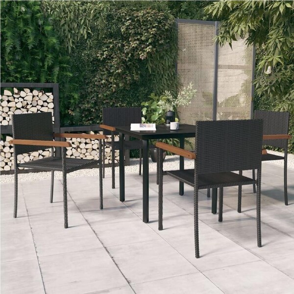 5 Piece Garden Dining Set BlackvidaXL