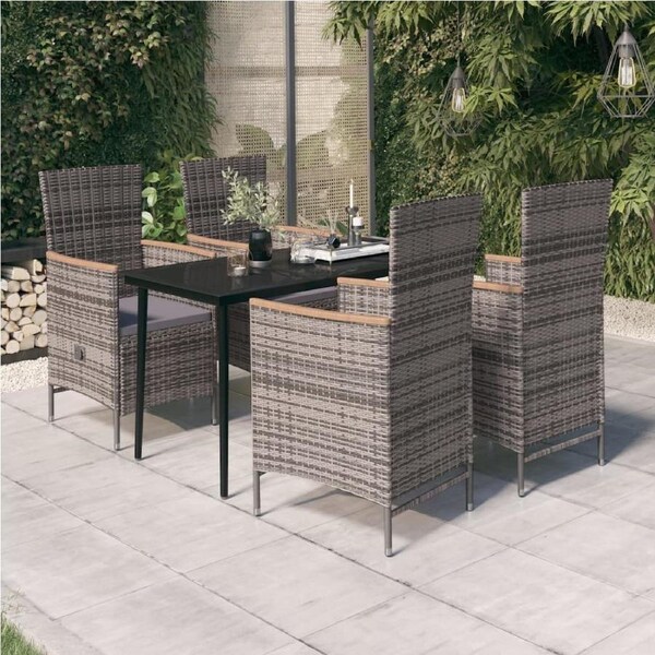 5 Piece Garden Dining Set with Cushions Grey vidaXL