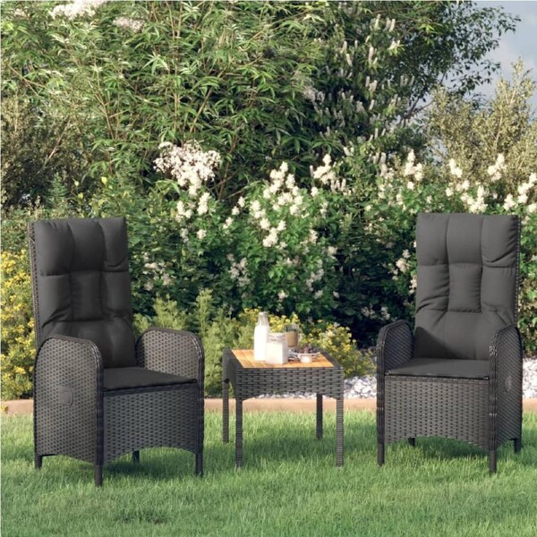 Outdoor Chairs 2 pcs Poly Rattan Black vidaXL