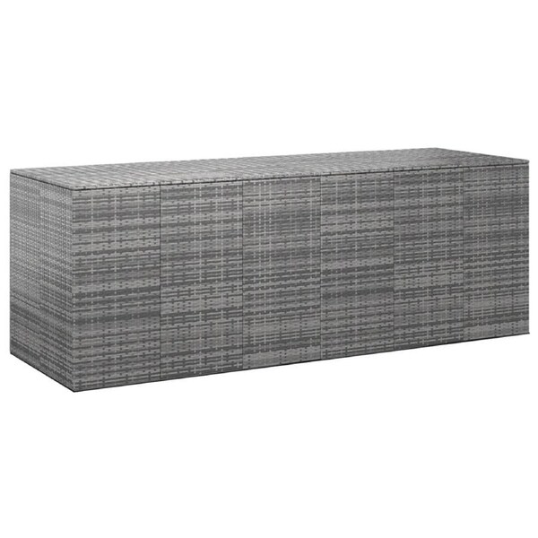 Garden Cushion Box PE Rattan 291x100.5x104 cm Grey vidaXL