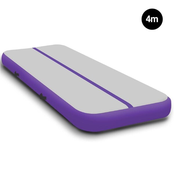 Powertrain Airtrack 20cm Thick 4m x 1m Inflatable Gymnastics Tumbling Mat Air Track - Purple