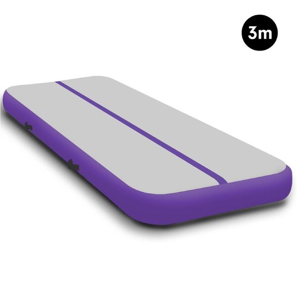 Powertrain Airtrack 20cm Thick 3m x 1m Inflatable Gymnastics Tumbling Mat Air Track - Purple