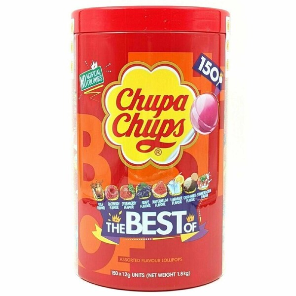 Chupa Chups Assorted Flavour Lollipops 150 CT container, 1.8 kg