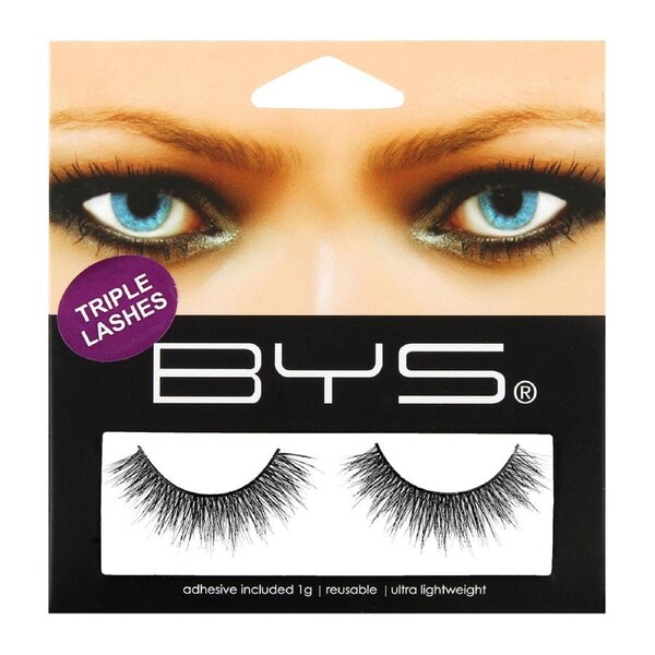 BYS 1g Triple Charm Eye Lash Synthetic Hair Fake/False Eyelashes Lightweight BLK