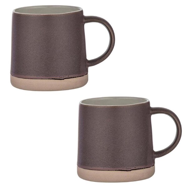 2pc Ladelle 500ml Taper Mulberry Glazed Stoneware Drink Mug/Cup Coffee Oven Safe