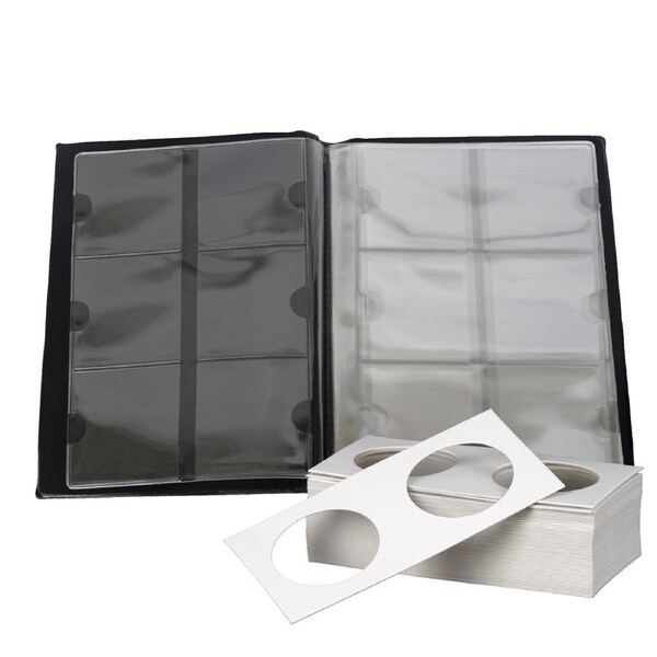 Coin Collection Book Australia Holder Album Staple Cardboard Flips 2" X2" Inches Clear Window Collector Display Storage Stock 60 Pockets 100X 35mm