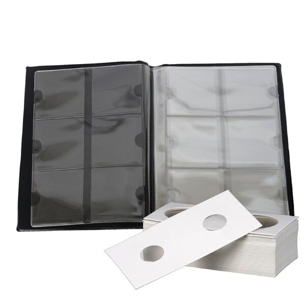 Coin Collection Book Australia Holder Album Staple Cardboard Flips 2" X2" Inches Clear Window Collector Display Storage Stock 60 Pockets 100X 17.5mm