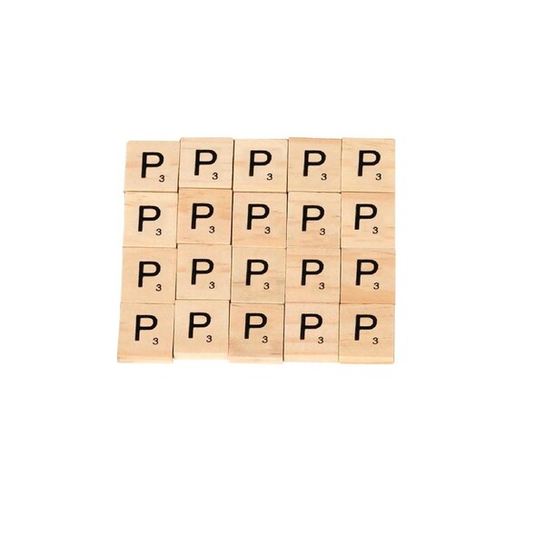 20X Wooden Alphabet Scrabble Tiles Letter P Crafts Wood Scrapbooking Handcraft Complete DIY Decoration Coasters Crossword Game Capital