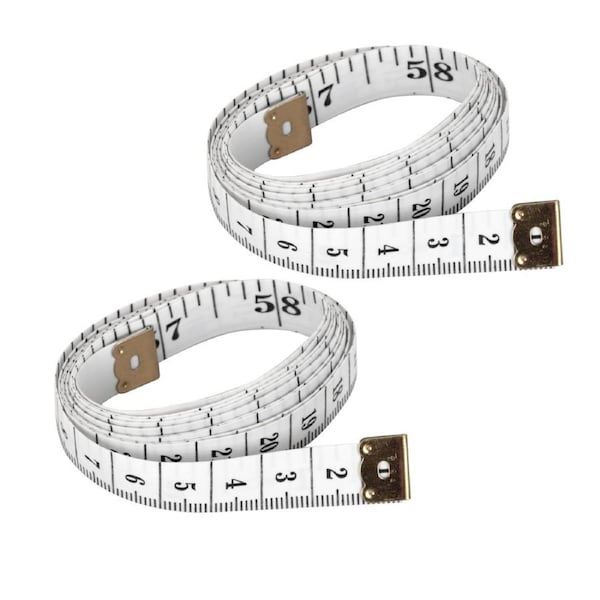 Measuring Tape Body Sewing Soft Clothing, 150 cm 60 Inch 2pcs,White, Measure Ruler 1.5 m 60" Tailor Double Scale Cloth Measurement Craft Size Cutting