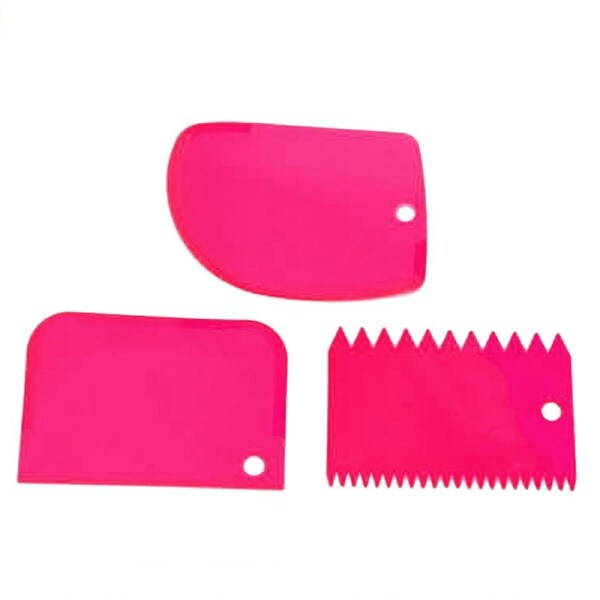 Dough Scraper Plastic Cutter, 3pcs, Tool Fondant Pastry Griddle Bench Chopper Handle Bowl Pizza Kitchen Butter Cake Bread Baking Icing Flexible