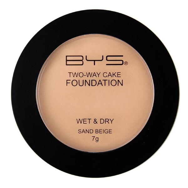BYS Two-Way Wet/Dry 7g Cake Foundation Face Makeup Beauty Cosmetics Sand Beige