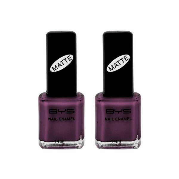 2x BYS Matte Black Cherry Nail Polish Enamel Lacquer Quick Drying 14ml Purple