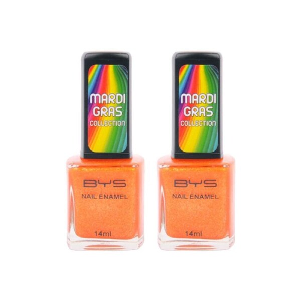 2x BYS Mardi Gras 14ml Fabulous Fiesta Nail Polish Enamel Lacquer Gloss Orange
