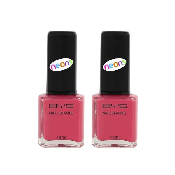 2x BYS Matte Pink Nail Polish Enamel Lacquer Chip Resistant Neon Quick Dry 14ml