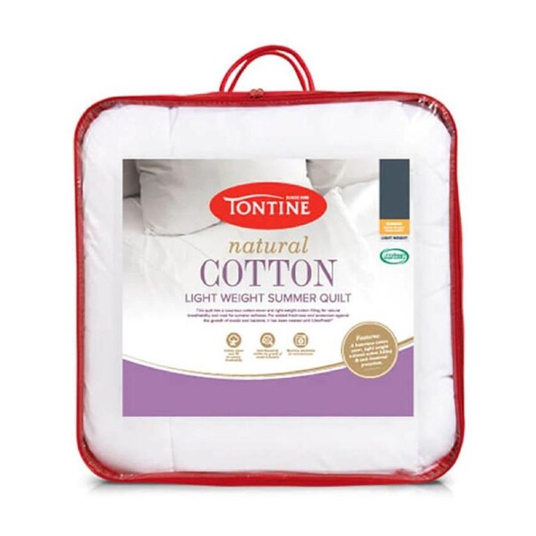 Tontine Single Bed Natural Cotton Filled Breathable Light Summer Quilt/Doona