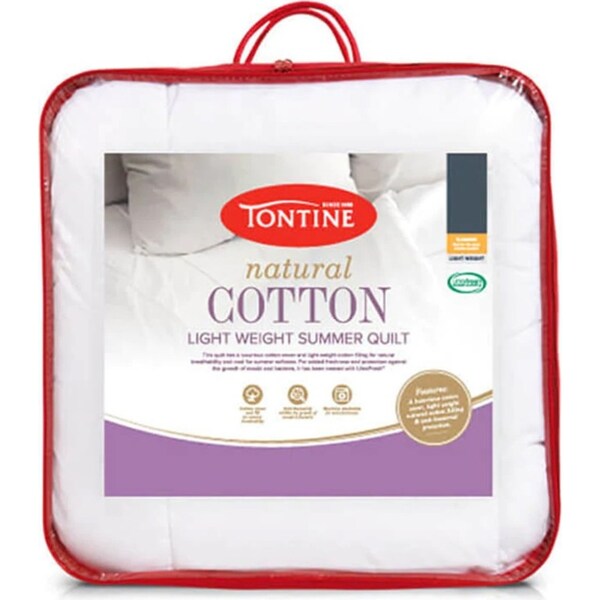 Tontine Double Bed Natural Cotton Filled Breathable Light Summer Quilt/Doona