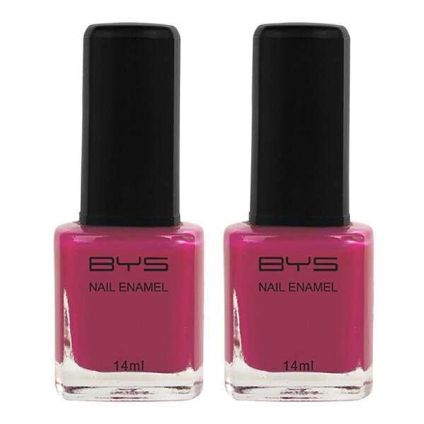 2x BYS Pink With A Punch Nail Polish Enamel Lacquer Gloss Lasting Quick Dry 14ml
