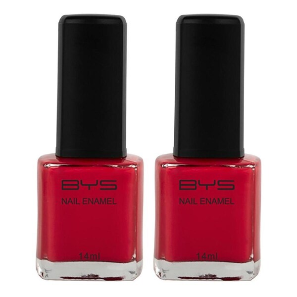 2x BYS 14ml Coral Sea Red Nail Polish Enamel Lacquer Gloss Chip Resistant Colour