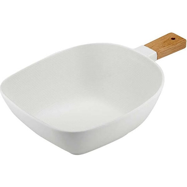 Ladelle Linear Texture White 31.5cm Porcelain Dish Bowl w/ Serve Stick Large