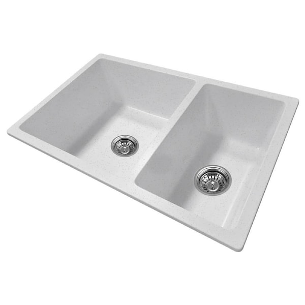 710x450x205mm White Granite Stone Kitchen Sink Double Bowls Basin
