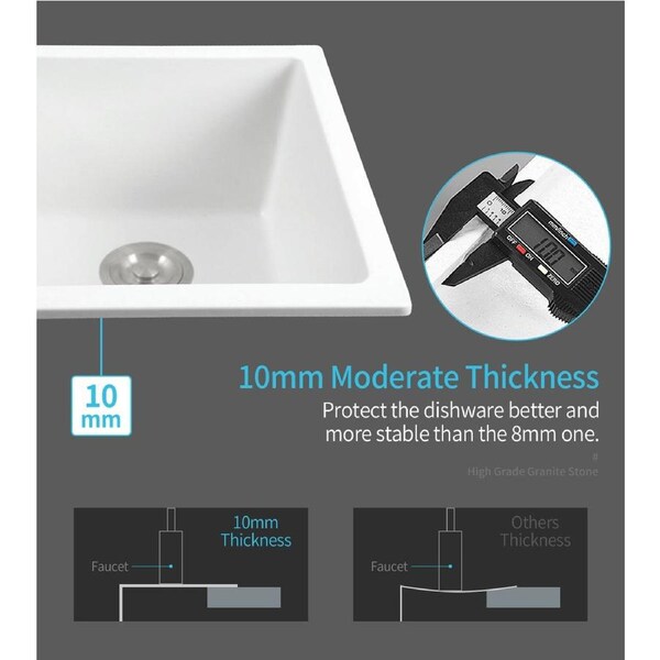 838.2x476.7x241mm White Granite Stone Laundry Kitchen Sink Double Basin