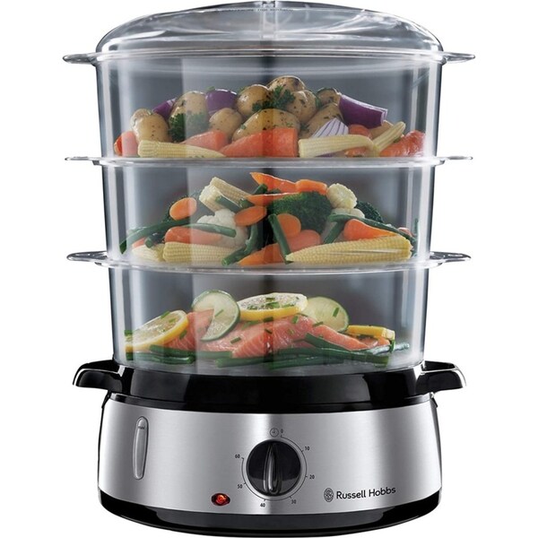 Russell Hobbs RHSTM3 Electric Cook@Home 9L Food Steamer SS 3-Tier Basket Cooker