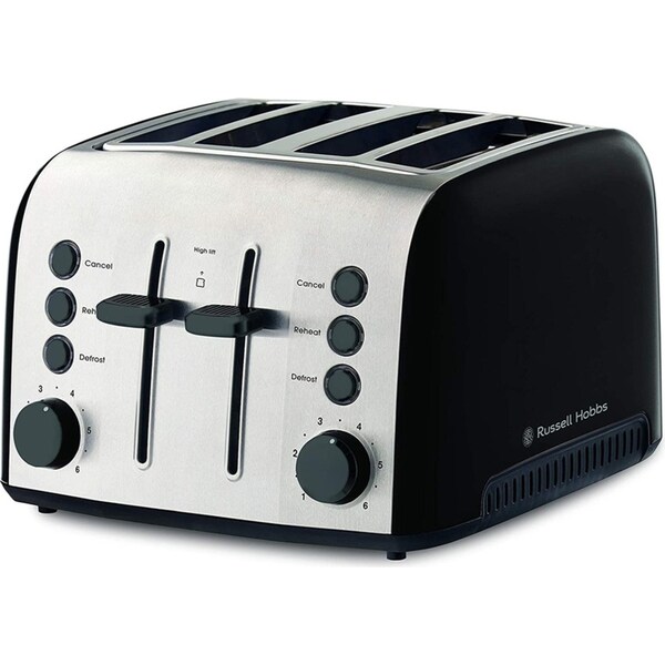 Russell Hobbs RHT94BLK Brooklyn 4-Slice Bread Slot Sandwich Toaster 1950W Black