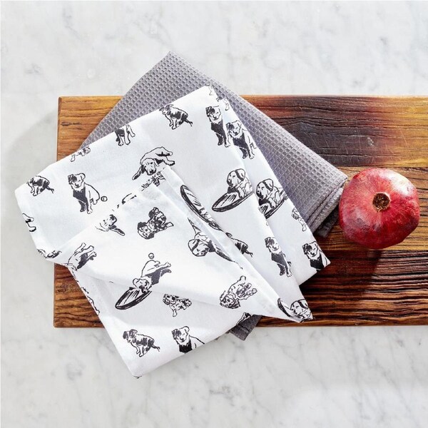 MyHouse Pups At Play 2 Pack of Tea Towels 50X70cm 100% Cotton