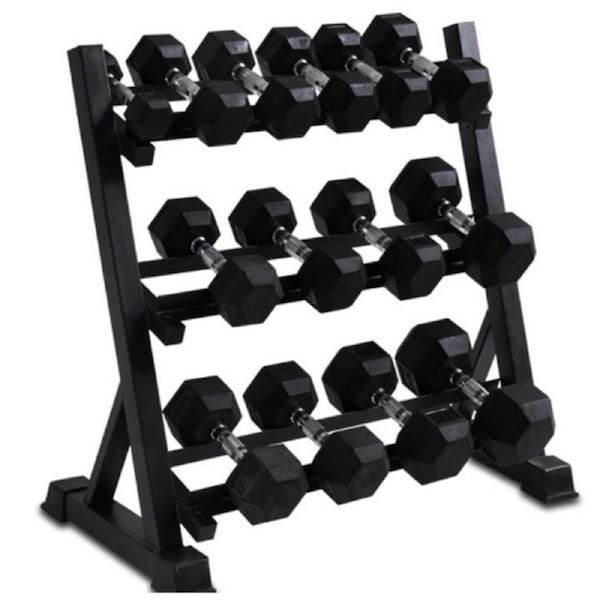 3 Tier Dumbbell Rack - Holds 9-10 Pairs - 300kg Capacity