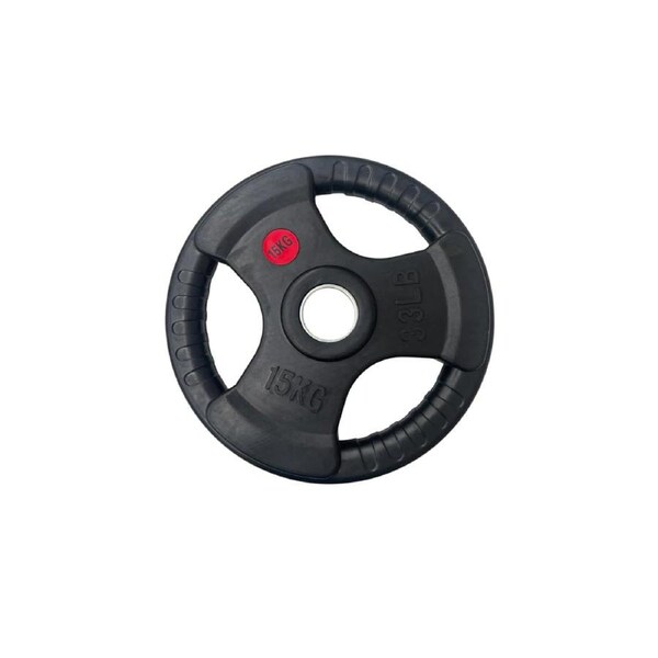 15kg Standard 29mm Rubber Coated Tri Grip Plate [Single]