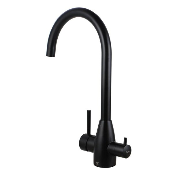 3 Ways Filter Water Mixer Tap Swivel Kitchen Sink Faucet Black Brushed