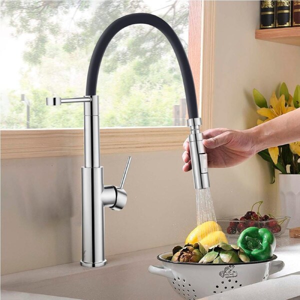 Chrome Swivel Pull Out Down Spout Deck Mounted Kitchen Mixer Tap Faucet