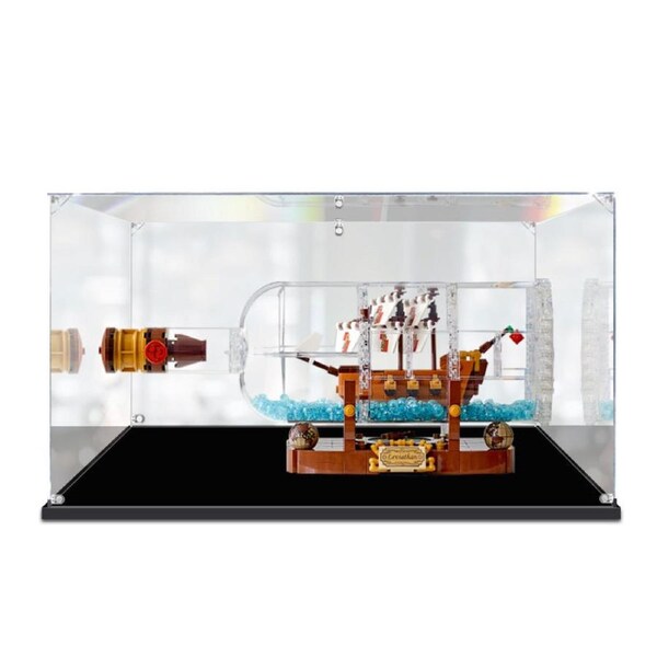 Acrylic Display Case for LEGO 21313 Ideas Ship in a Bottle 92177 Figure Storage Box Dust Proof Glue Free