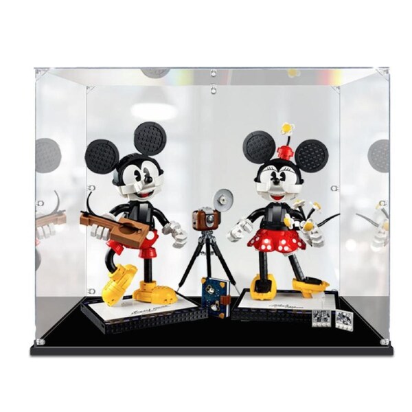 Acrylic Display Case for LEGO 43179 Disney Mickey Mouse and Minnie Mouse Buildable Characters Figure Storage Box Dust Proof Glue Free