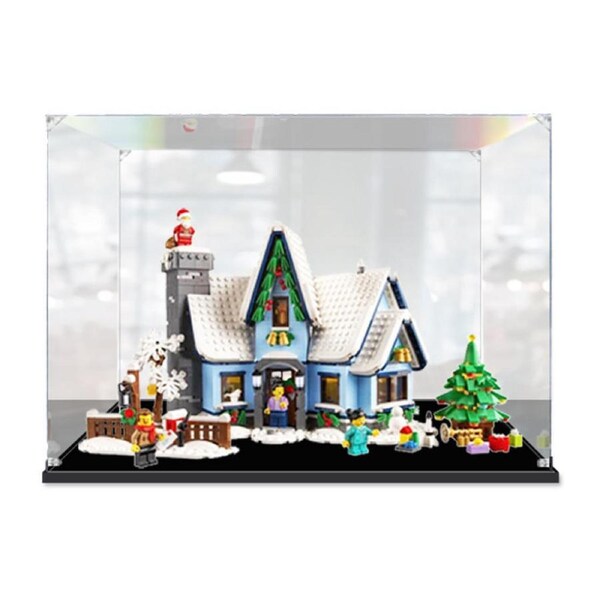 Acrylic Display Case for LEGO 10293 Santa’s Visit Christmas Winter Village Figure Storage Box Dust Proof Glue Free