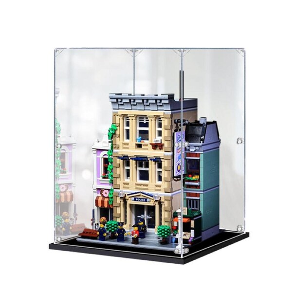 Acrylic Display Case for LEGO 10278 Creator Expert Police Station Figure Storage Box Dust Proof Glue Free
