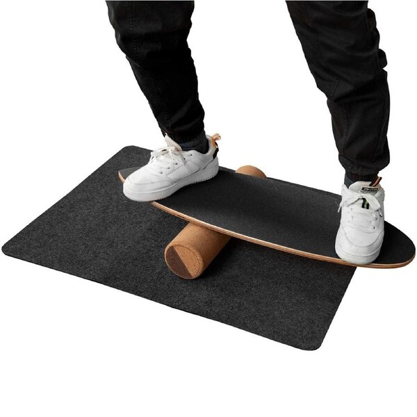 Costway Balance Board Trainer Stopper Exercise Yoga Gym Wobble Roller w/Felt Mat
