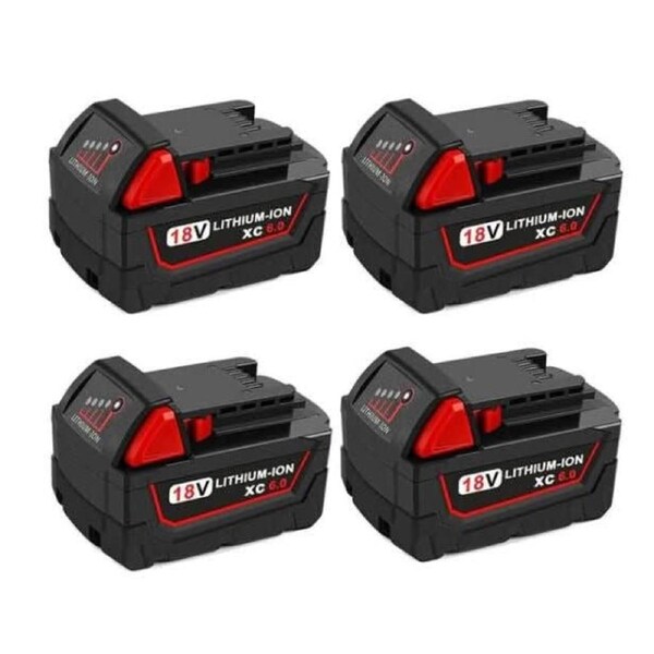 [4 Batteries] Compatible with Milwaukee 18V M18 Tools - 6.0Ah Battery Replacement - Super Heavy Duty