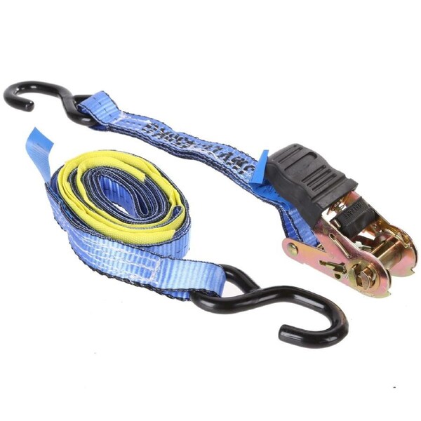 2 x JMV 4m x 25mm Ratchet Tie-Down Straps - 2x S Hooks - Heavy Duty 450kg LC