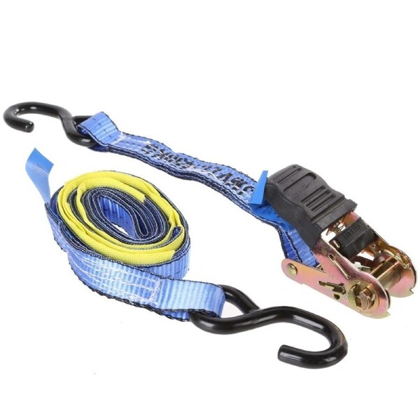 JMV 4m x 25mm Ratchet Tie-Down Straps - 2x S Hooks - Heavy Duty 450kg LC