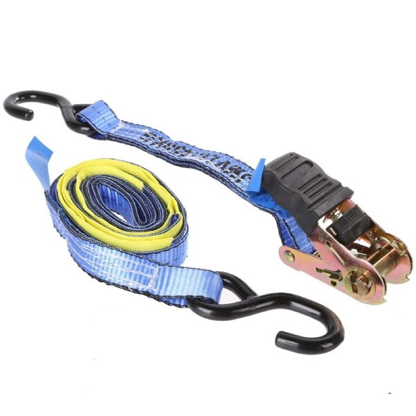 4 x JMV 4m x 25mm Ratchet Tie-Down Straps - 2x S Hooks - Heavy Duty 450kg LC